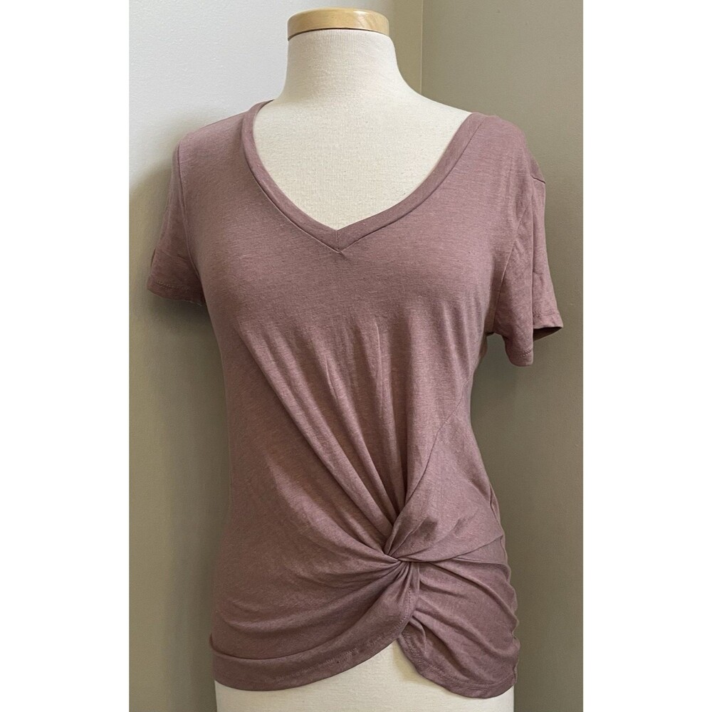 Altar'd State Womens Small Purple V Neck Twist Front Tshirt